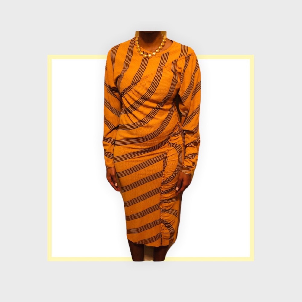 🚨Funky Mustard Long Sleeve Asymmetrical Dress🚨